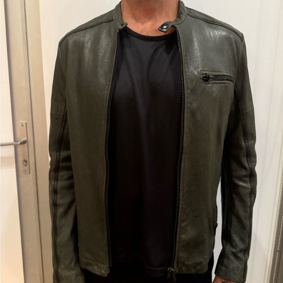 ARI Men's Olive Leather Jacket from Italy - Picture 2 of 8
